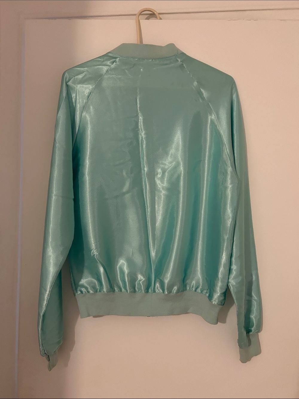 Vintage American Apparel Mint Satin Bomber Jacket - Picture 2 of 6
